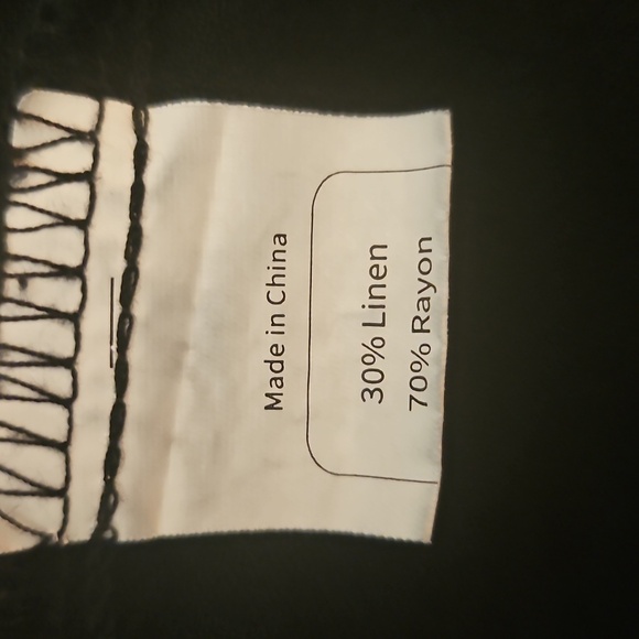 Vtg DACESLON Oversized Baggy Linen Blend Wide Leg Black Overall Jumpsuit - Picture 12 of 12